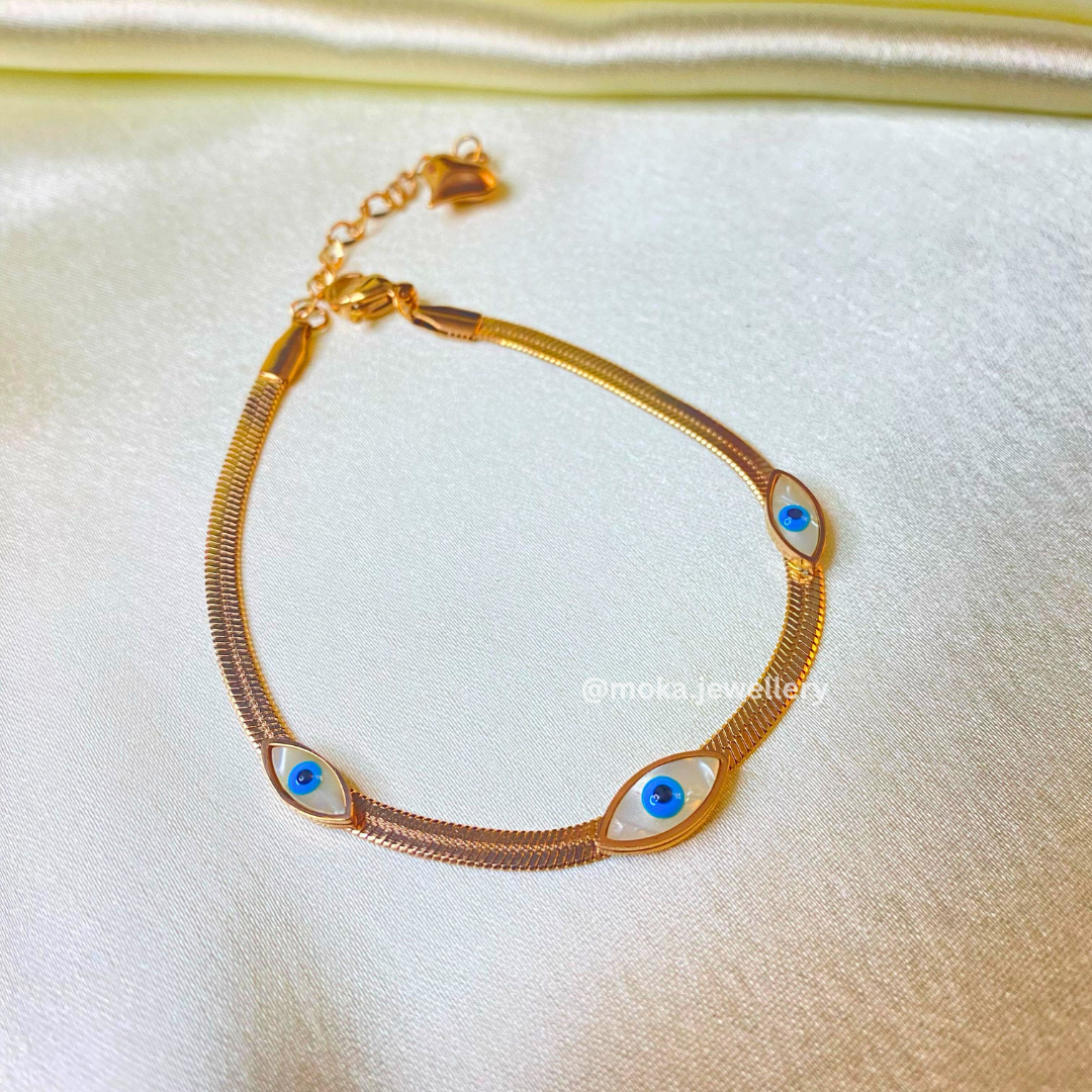 HaloGaze - Evil Eye Bracelet with Triple Eye-Shaped Charms