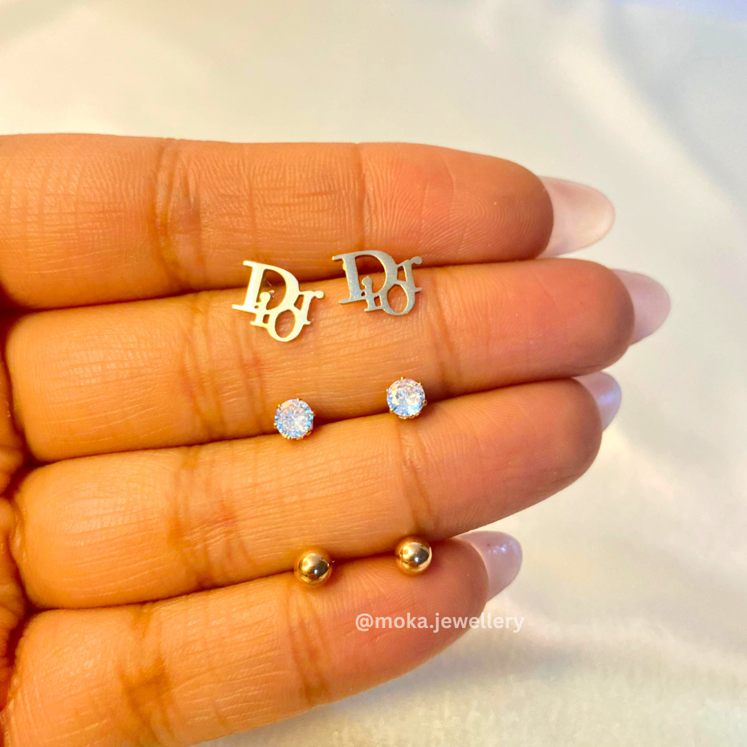 Diora Trio Stud Set – Luxe Minimalism for Everyday Glam