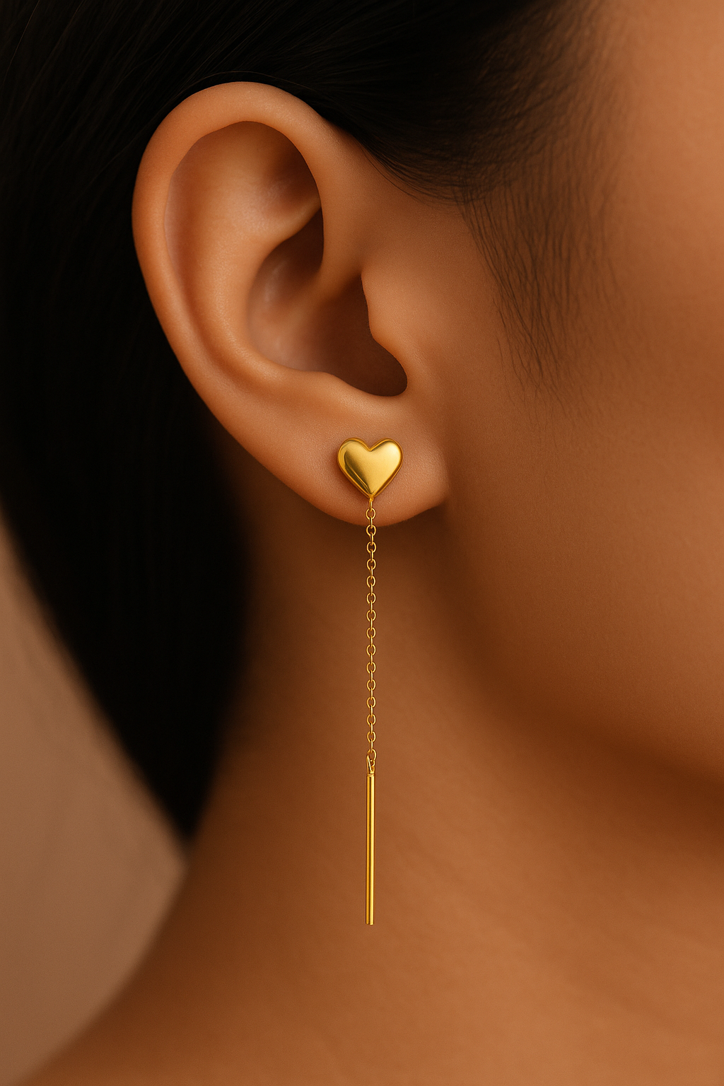 Heartlet - Heart Designed Threader Long Chain Earrings