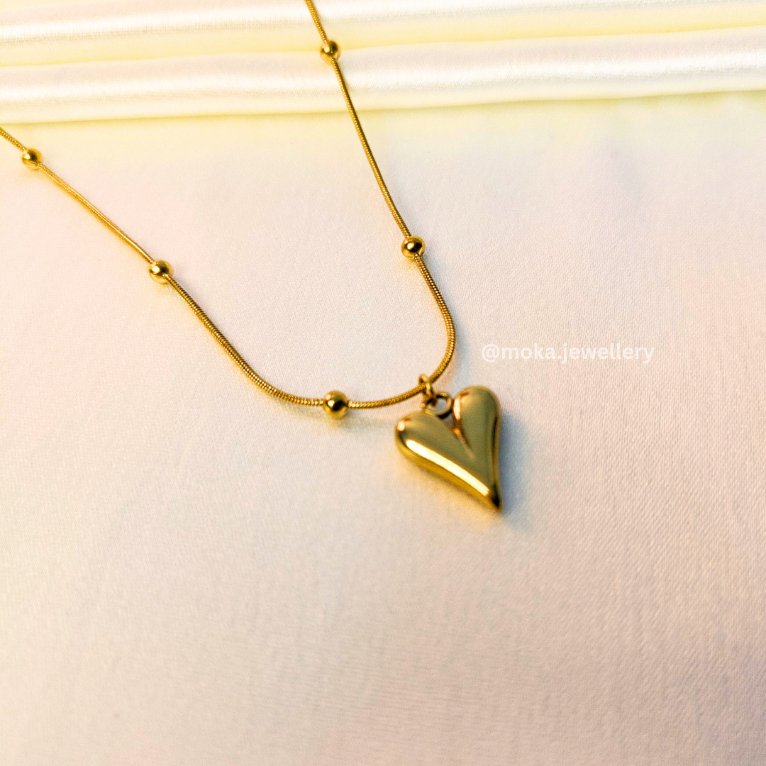 Golden Drip Heart - Beaded Love Necklace