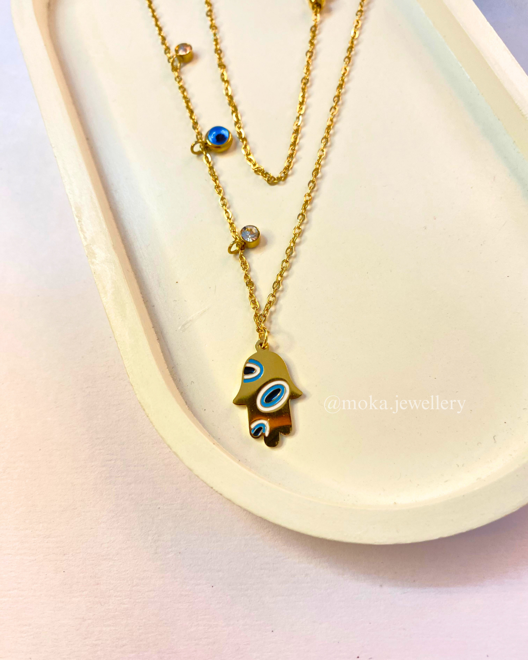 Ameera - The Evil eye & Hamsa Dual Layer Necklace🧿
