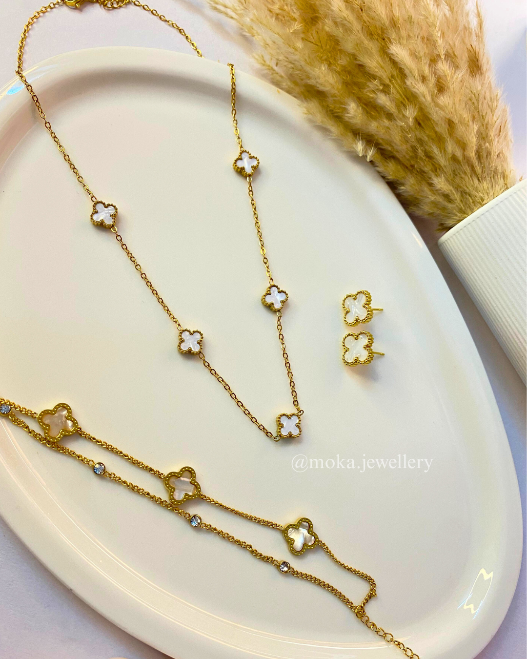 Ivory Clover Radiance Set - 18K Gold Plated