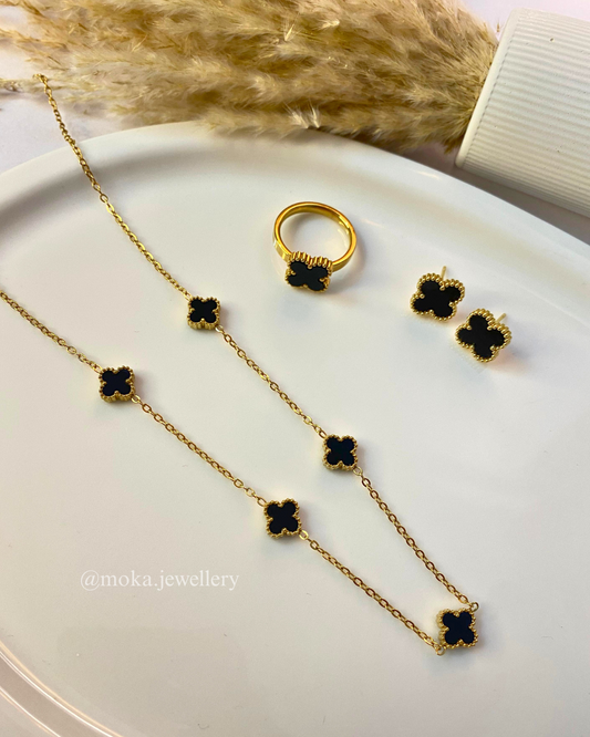 Noir Clover Luxe Set - Gold Plated