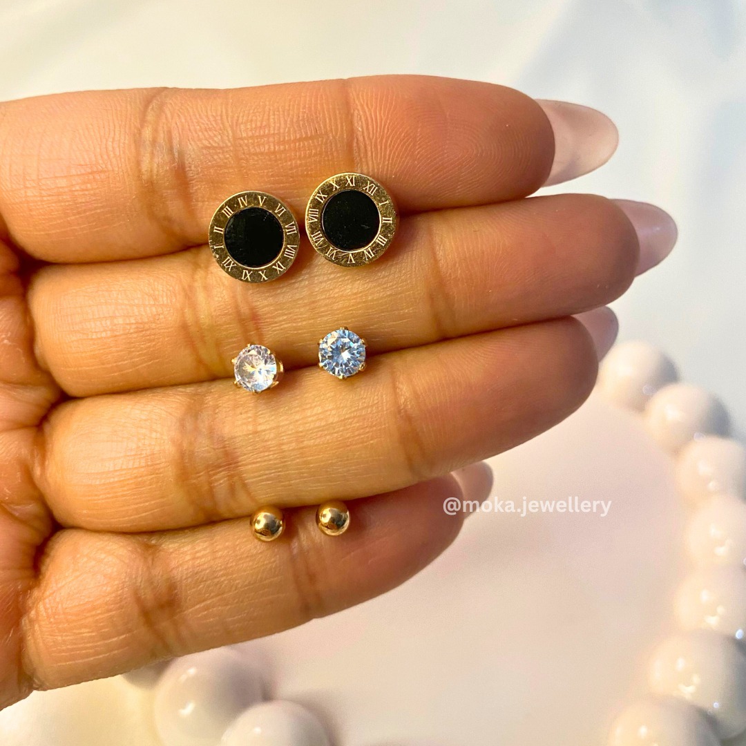 The Roman Black Timeless Trio Everyday Stud Set