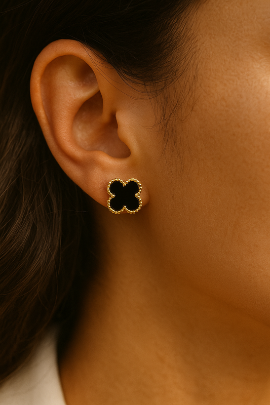 Elara Clover Studs – Noir Black