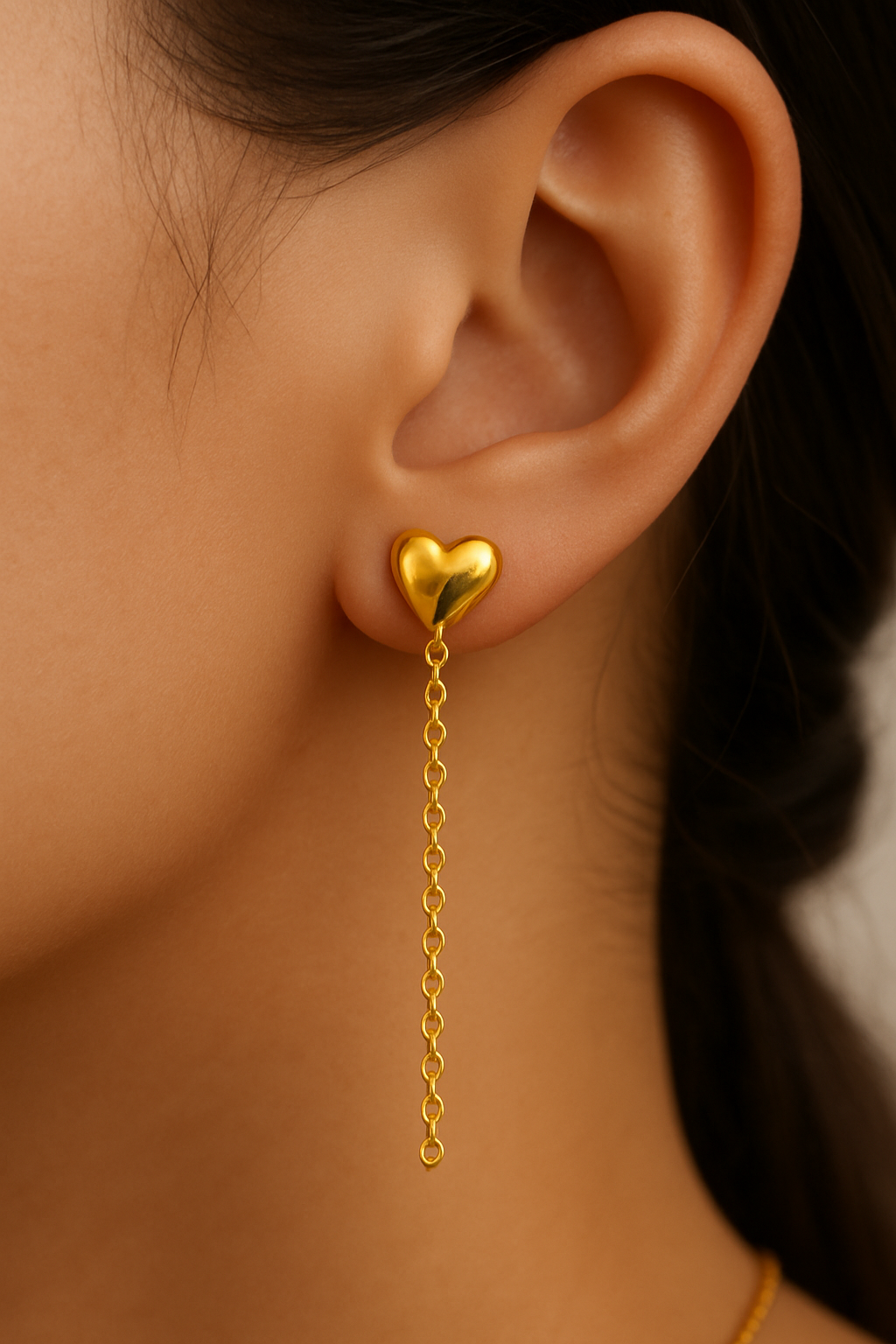 Heartlet - Heart Designed Threader Long Chain Earrings